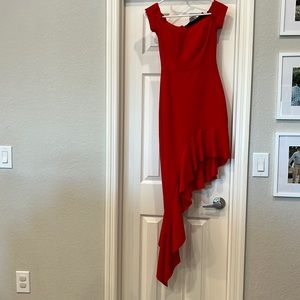 Red asymmetrical dress